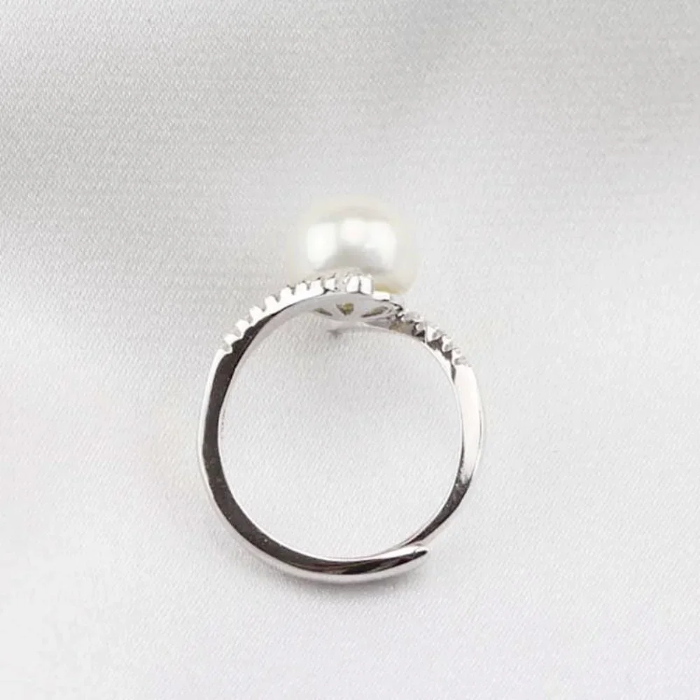 Sweet Beautiful Pearl CZ Twisted Anillos Elegant Silver Ring for Women, VIP562 - Picture 5 of 6